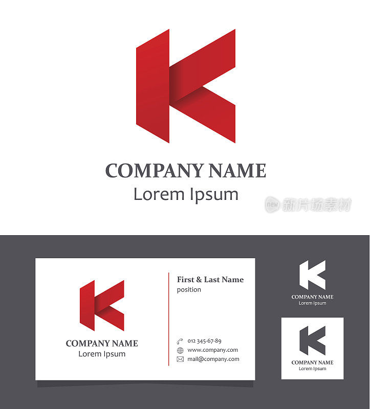 字母K -设计元素与名片-插图